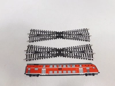 DP31-0, 5 2x Märklin H0 AC 2257 Crossing K Track 8 7/8in 14° Mint - Image 1 of 3