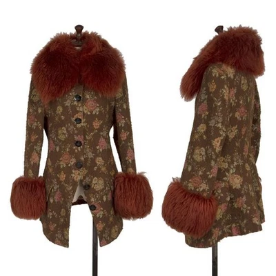 Vivienne Westwood красный ярлык искусственного меха цветочный жаккард отделки пальто размер 42 (K-154508) - Изображение 1 из 4
