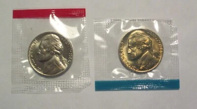 1980 Uncirculated BU P&D Jefferson Nickels in Mint Cello (2 Coins) - Image 1 of 3