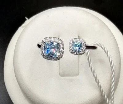 ANELLO CONTRARIE' IN ORO BIANCO 18 KT. TIT. 750 CON ACQUAMARINA E BRILLANTI - Imagen 1 de 4