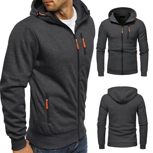 Men's Sweatshirt Winter Warm Zip Up Hoodie Jacket Coat Sports Slim Fit Outwear - Picture 1 of 37