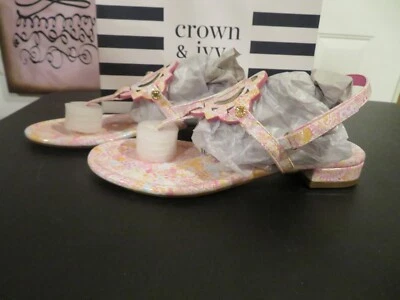 NUEVAS Sandalias de Belleza Niñas Naranja y Rosa Corona e Hiedra Paisley, 4 Foto 1 de 3