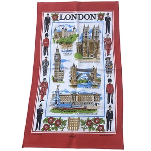 LONDON Kitchen TEA TOWEL by LAMONT Cotton Tourist Souvenir NEW 30" x 18" UK Made - Picture 1 of 8
