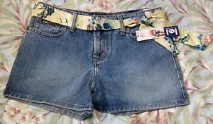 L. E. I. LEI Beach Jean Shorts Yellow Scarf Tie Waist 31" Size 7 - Picture 1 of 5