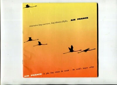 Folleto de mapa de ruta vintage de aerolíneas Air France vuelos de larga distancia 1964 Foto 1 de 2