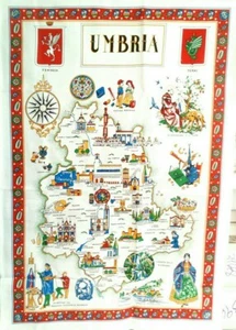 Umbria, Italy Souvenir Linen Tea Towel - Kitchen Towel, Made in Italy - Foto 1 di 3