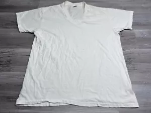 T-shirt bianca bianca bianca bianca Hanes scollo a V tinta unita taglia XL manica corta made in USA - Foto 1 di 7
