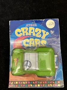 Green Dune Buggy Pressed Steel Toy Car Vintage on Worn Unpunched Open Card - Picture 1 of 10