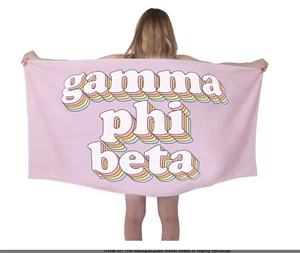Toalla de playa Gamma Phi Beta Sorority rosa NUEVA - Imagen 1 de 4