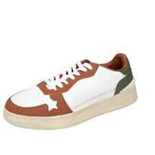 shoes men ATLANTIC STARS sneakers white leather brown BC172