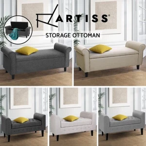 Artiss Storage Ottoman Blanket Box Foot Stool Couch Linen Fabric LARGE Chest - Picture 1 of 31