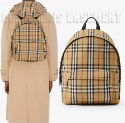 BURBERRY Leather trim JETT beige Archive Vintage Check nylon zipped Backpack NWT - Image 1 of 4