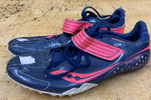 SAUCONY women's SPITFIRE TRACK SHOES cleats sz 8 Blue Pink 10104-1 - Picture 1 of 12