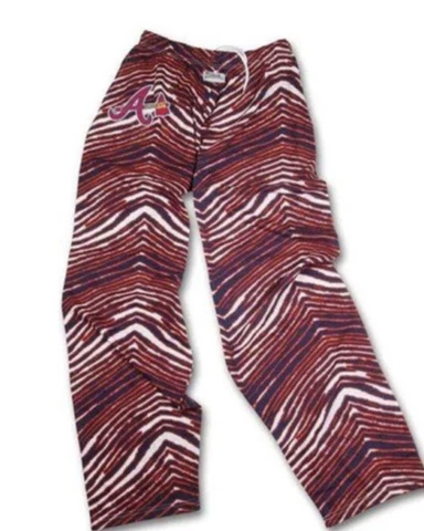 Atlanta Braves ZUBAZ Red White Navy Vintage Style Zebra Pants Medium Cover