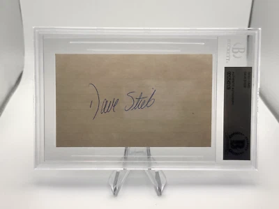 DAVE STIEB AUTOGRAPH INDEX CARD BECKETT BAS SLABBED BLUE JAYS - Image 1 of 2