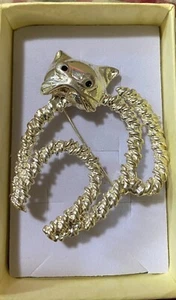 2" x 1 3/4" Silver Feline Brooch - Picture 1 of 2