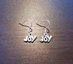 JOY Earrings Love Happy Happiness Calm Christmas Fun Gift Filler Santa Xmas - Picture 1 of 1