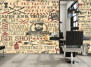 Barber Wallpaper Barber Shop Wall Mural Salon Tools Men Decor Shaving Poster Art - Imagen 1 de 10