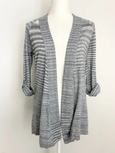 Express Damen Strick Cardigan Pullover Größe S grau gestreift 3/4 Rollriegelärmel - Bild 1 von 11