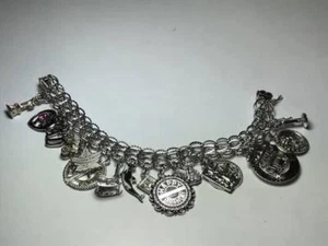 Sterling Silver Charm Bracelet with 18 Charms  - Picture 1 of 8