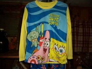 SPONGEBOB BOYS 2 PIECE LONG SLEEVE PAJAMA SET SIZE XS 4-5 YELLOW BLUE SLEEP SET - Picture 1 of 2
