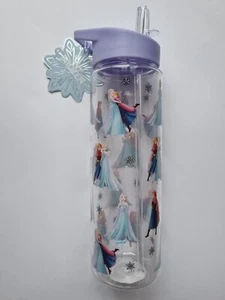 Disney Frozen Water Bottle Flip Top Straw 700ml Elsa Anna - Free P&P Brand New - Picture 1 of 3