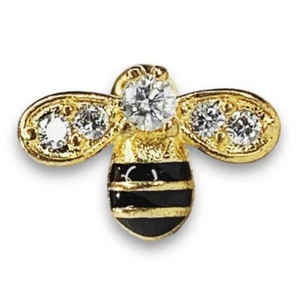 16g White Sparkle Cz Gold IP Bumble Bee Bug cartilage earring - Picture 1 of 3