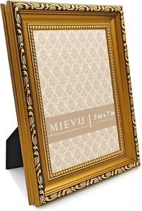 5X7 Picture Frame Gold - Vintage Picture Frames and Tabletop Display, Ornate Pho - Picture 1 of 7