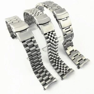 Steel Bracelet Watch Band Curved End Links Polished 20/22mm for Seiko SKX007 009 - Picture 1 of 19