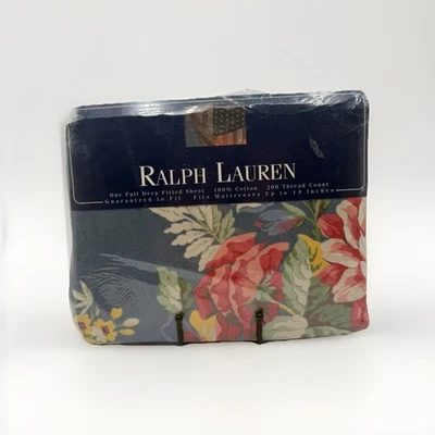 Sábana Ajustable Completa Azul Floral Ralph Lauren Kimberly De Colección NUEVA 200TC Algodón EE. UU. NOS Foto 1 de 4