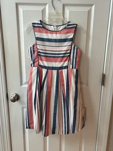 Pippa & Julie Sleeveless Striped Dress Coral & Blue Girls 14 Party Wedding Guest - Picture 1 of 9