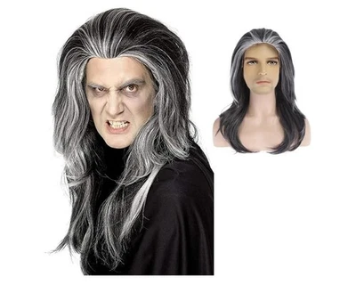 Peluca sintética larga recta gris y negra Halloween Juegos con disfraces Fiesta Zombie Monstruo Foto 1 de 4