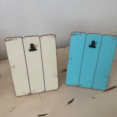 Set of 2 Distressed Clip Photo Frame Decor Rustic Farmhouse Tabletop Display - Image 1 of 4