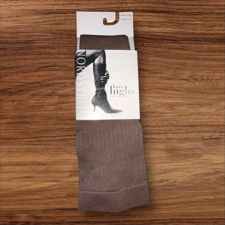 Nordstrom Knee Highs Stay Up in Place Socks Brown S/M Shoe 5–8 NWT - Image 1 of 2