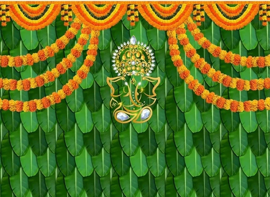 INDIA POOJA TRADITIONAL PHOTO PICTURE BACKDROP 7 X 5 NEW IN PACKAGE - Image 1 of 1