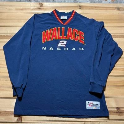 Vintage 90s Rusty Wallace #2 NASCAR Racing V-Neck Long Sleeve Shirt Size Medium - Image 1 of 4