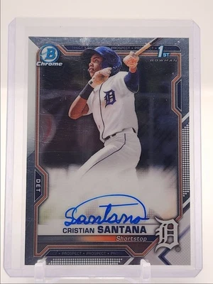 CRISTIAN SANTANA 2021 BOWMAN CHROME 1ST AUTOGRAPH BASEBALL TIGERS AUTO Q4347 - Image 1 of 2