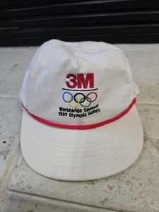 Vintage 1992 Olympia Mütze Herren weiß 3M offizieller Sponsor Seil Strapback Cap * - Bild 1 von 7