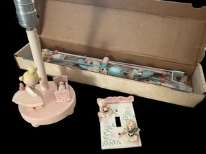 Vintage IRMI Originals Wooden Angel Mobile Lamp Light Cover Set Hand Painted - Picture 1 of 16
