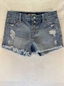 Scissor by Tractr Girl's Shorts Size 12 Blue Denim Faded Distressed Short - Picture 1 of 12