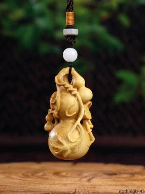 Colgante de calabaza talla boj madera maciza estilo chino 1 pieza Foto 1 de 4