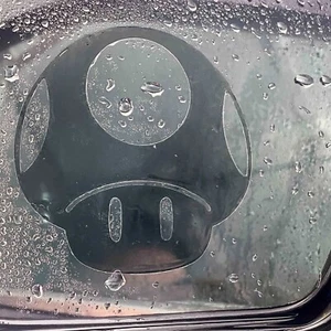 Super Mario Bros Champiñón Espejo Transparente Calcomanía Coche Espejo Lateral Mirador (2 piezas) - Imagen 1 de 4