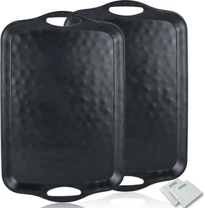 Extra Large Serving Tray with Handles, 20x13 inch, Set of 2 Melamine Platters - Picture 1 of 12