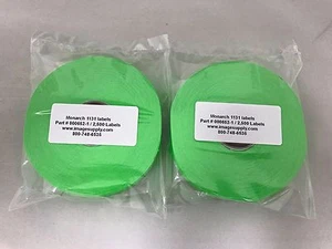2 Rollos ORIGINALES Monarch Paxar 1131 ETIQUETAS VERDES FLUORESCENTES 000652 / FG-151 - Imagen 1 de 3