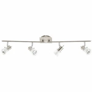 Lampadario x parete barra acciaio satinato 4 faretti 50 W Brilliant Lipari luce - Foto 1 di 10
