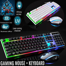 Gaming Keyboard Mouse Set Rainbow RGB LED Wired USB For PC Laptop PS5 Xbox One