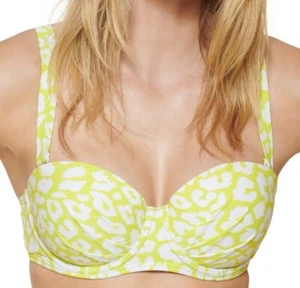 Calvin Klein Women’s Swim Top Removable Straps Underwired Lime Green White Sz M - Picture 1 of 6