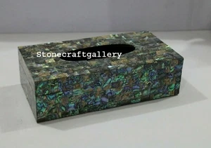 10" x 5" Marble Tissue Box Random Inlay Semi precious Stones Work Home Decor - Picture 1 of 1