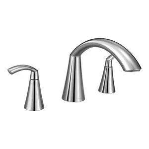 MOEN T373 GLYDE POLISHED CHROME 2-HANDLE DECK MOUNT ROMAN TUB FILLER TRIM B-NEW - Picture 1 of 1