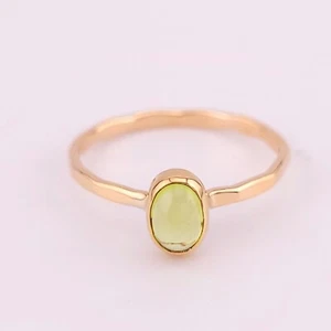 MJM Melissa Joy Manning 14k Yellow Gold Oval Light Green Peridot Ring SZ 5.5 - Picture 1 of 9